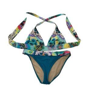 Victoria Secret Teal Tropical High Waist‎ Bikini Size Medium